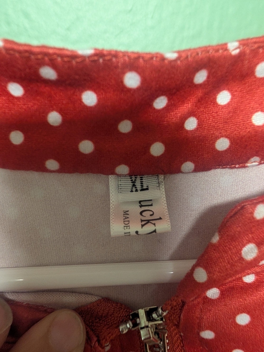Lucky Brand Red Polka Dot Zip-Front Blouse - Picture 2 of 3